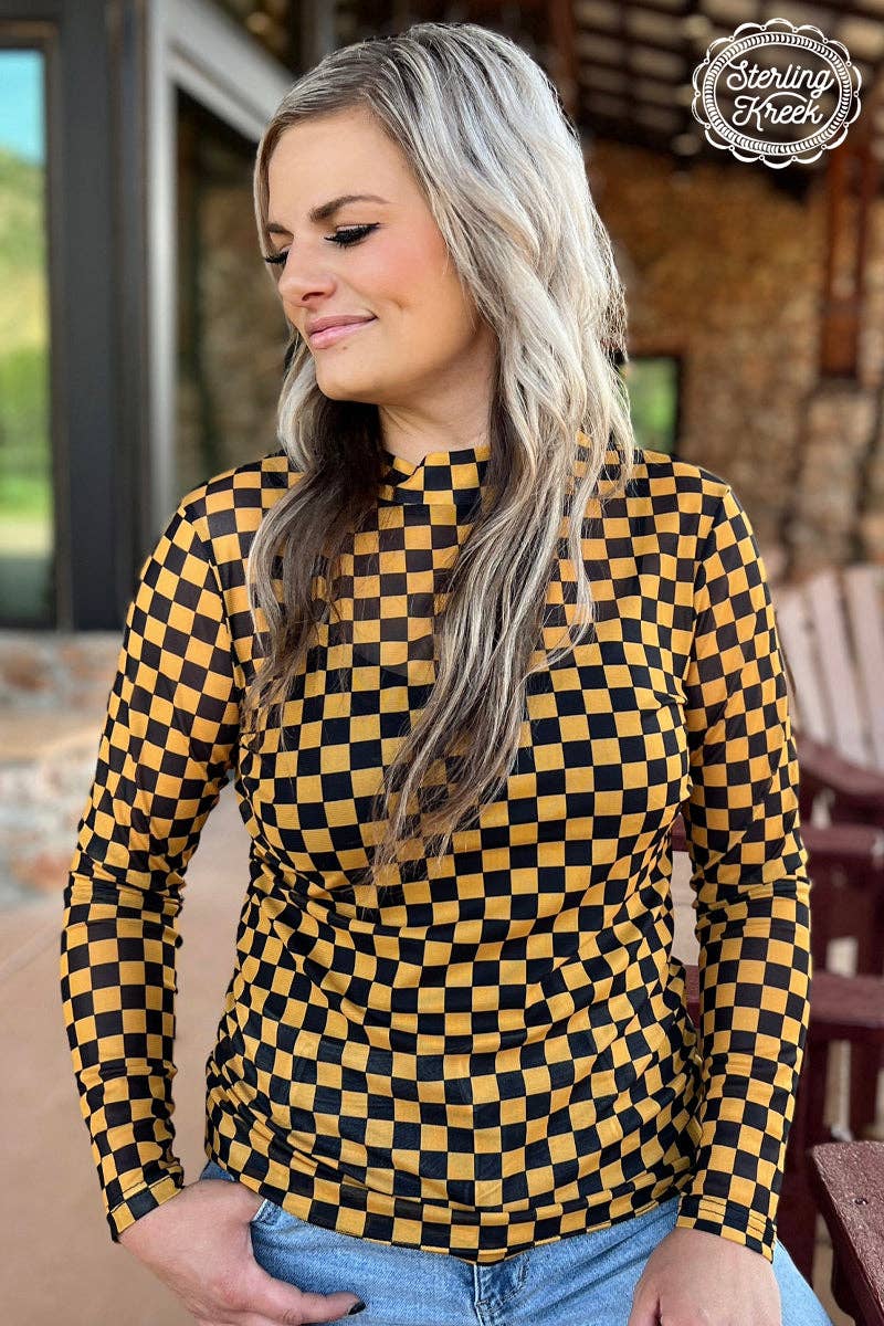 Pep Rally Mesh Top Gold & Black