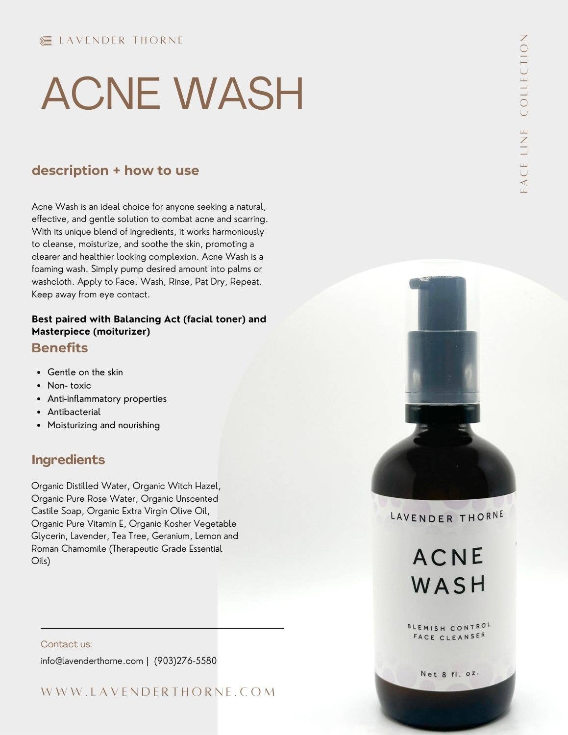 Acne Wash Natural Facial Cleanser, Pore Unclogging