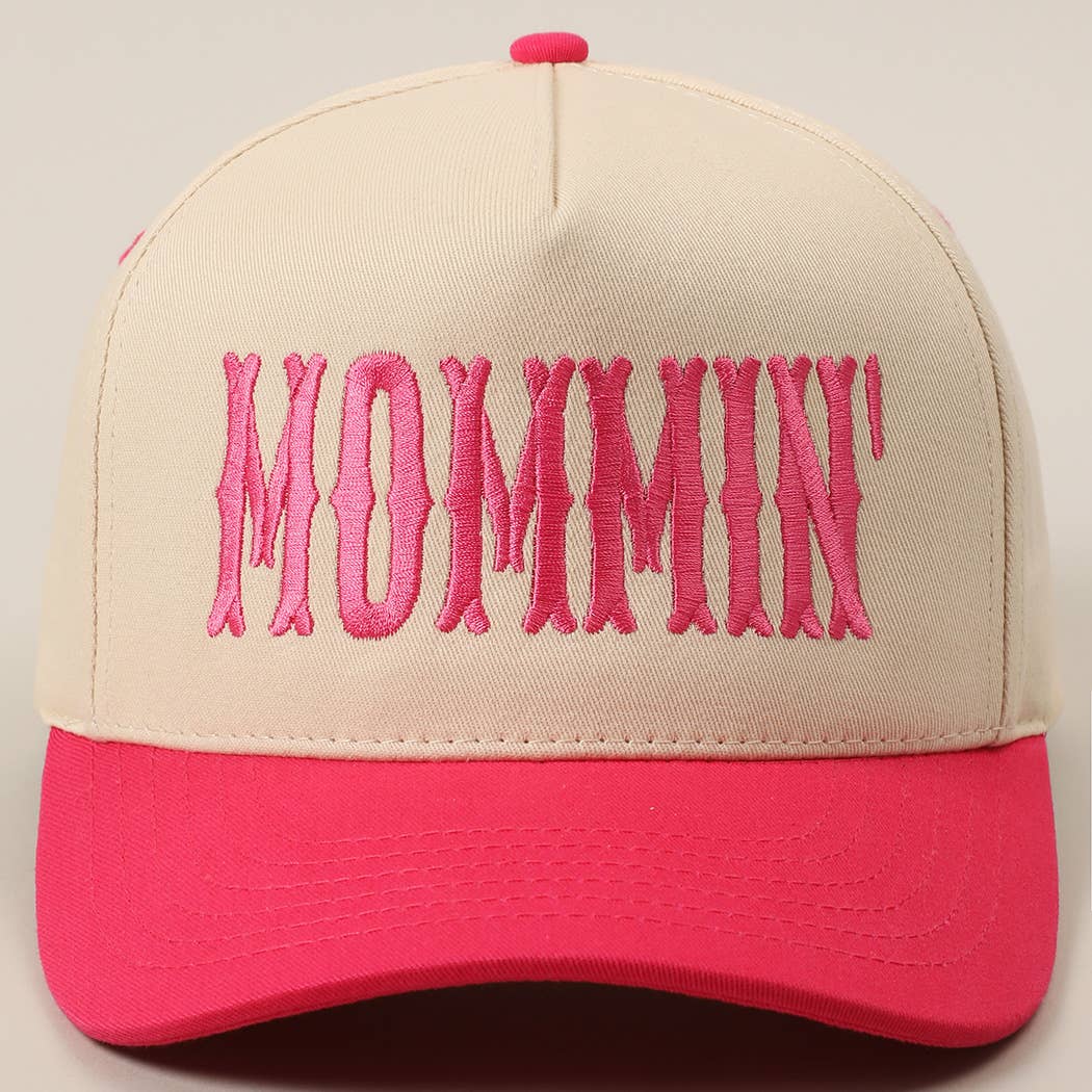 MOMMIN' Letter Embroidery Two-Tone Trucker Hat