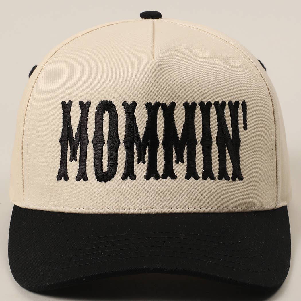 MOMMIN' Letter Embroidery Two-Tone Trucker Hat