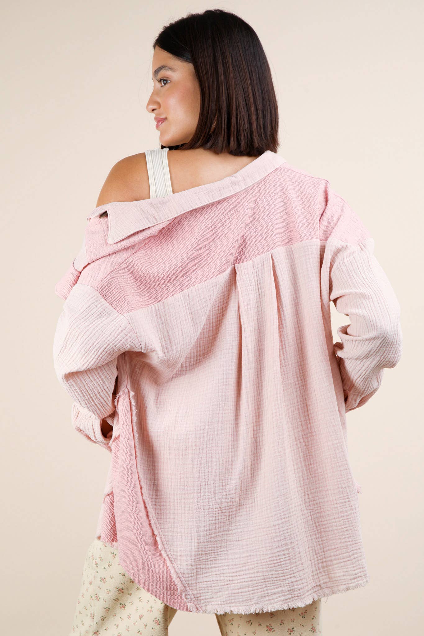 Blush Mineral Washed Oversized Shacket