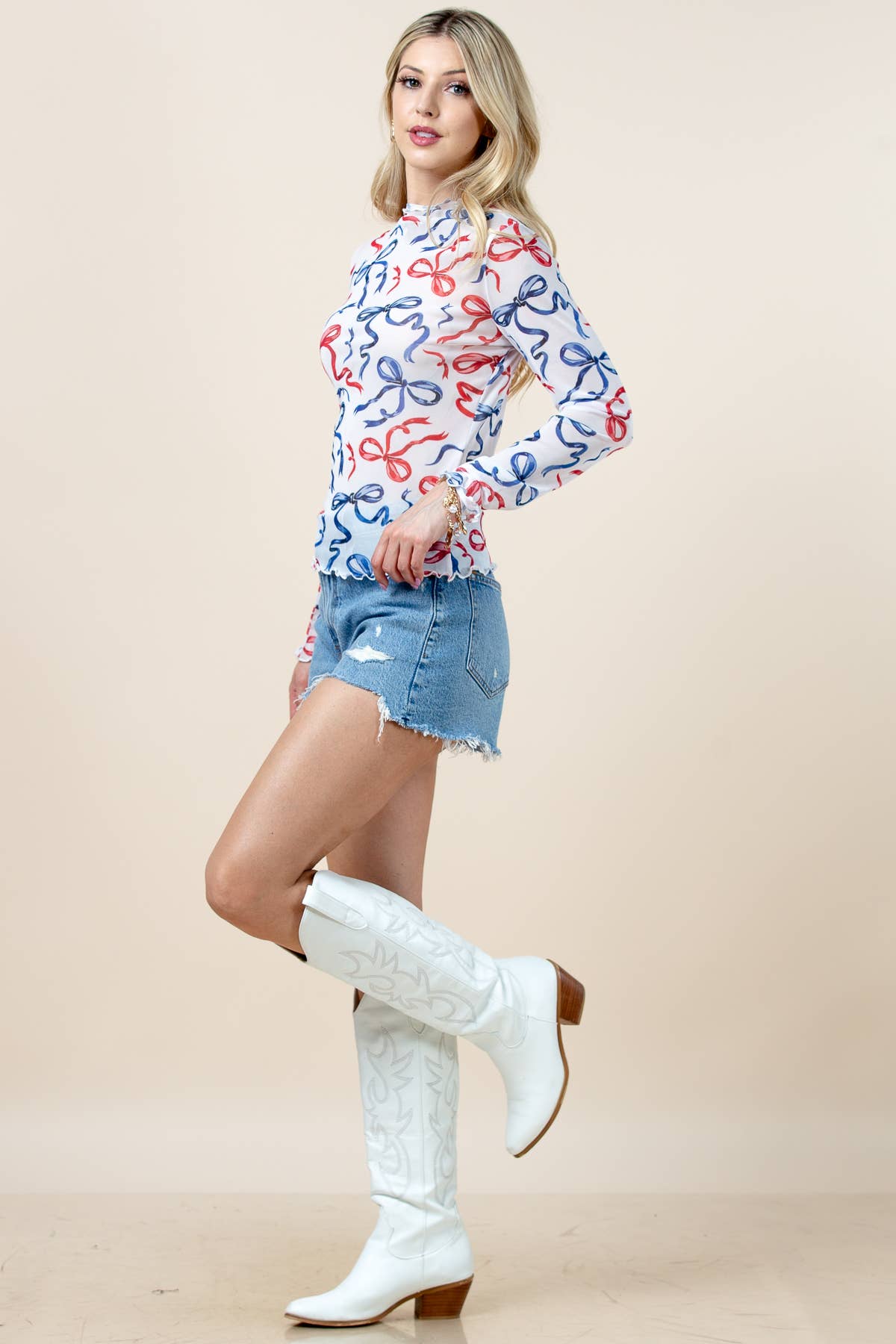 American Flag Ribbon Mesh Top