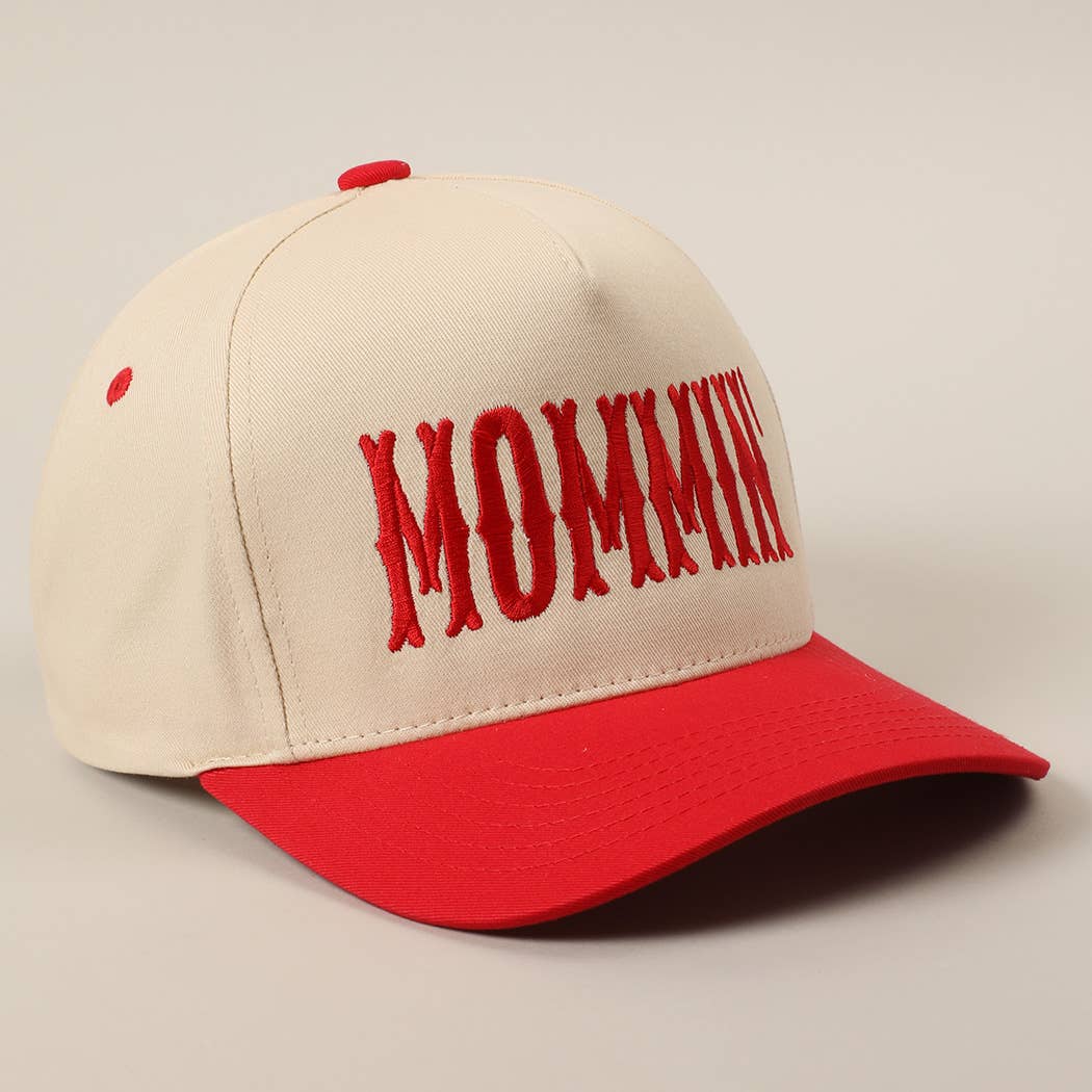 MOMMIN' Letter Embroidery Two-Tone Trucker Hat