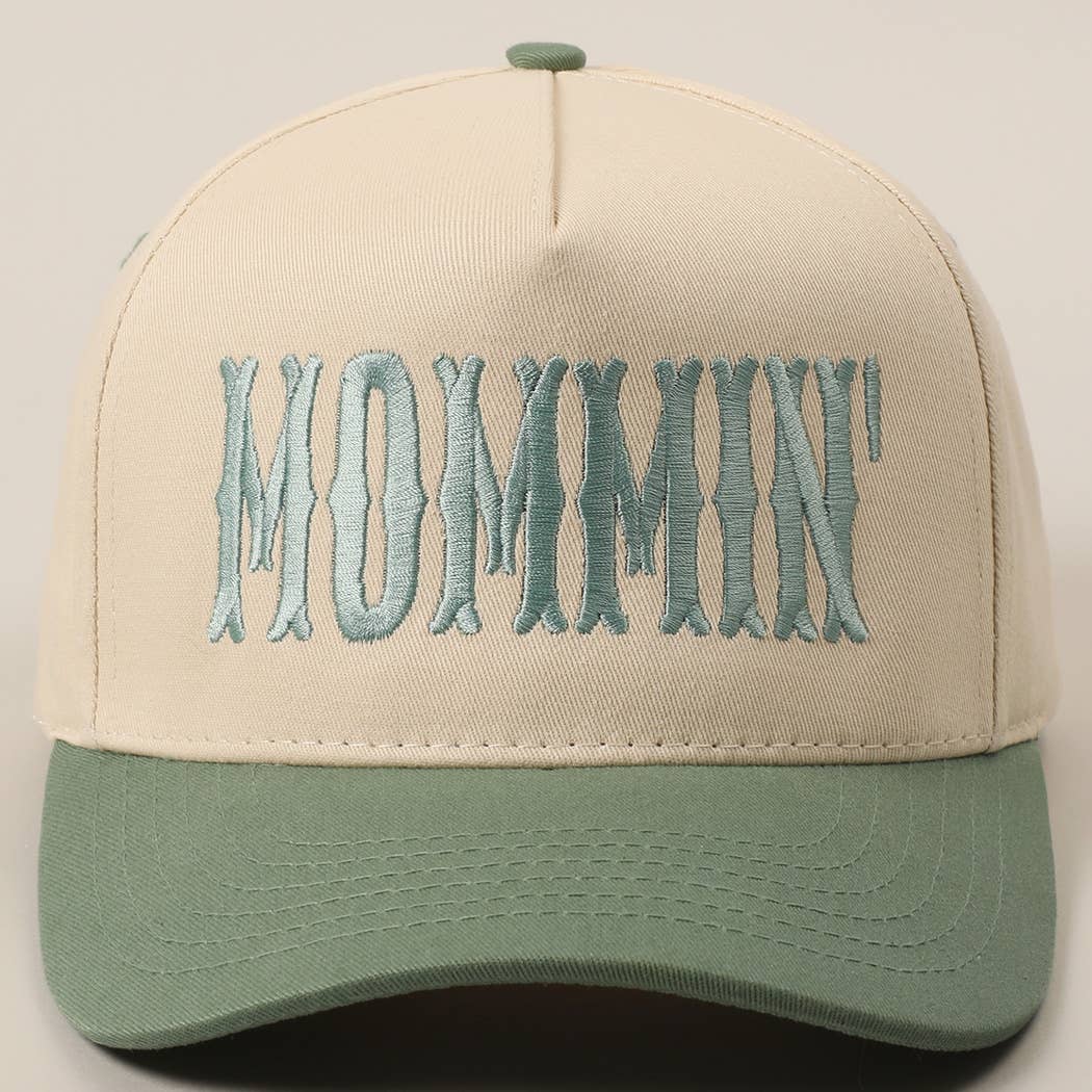 MOMMIN' Letter Embroidery Two-Tone Trucker Hat