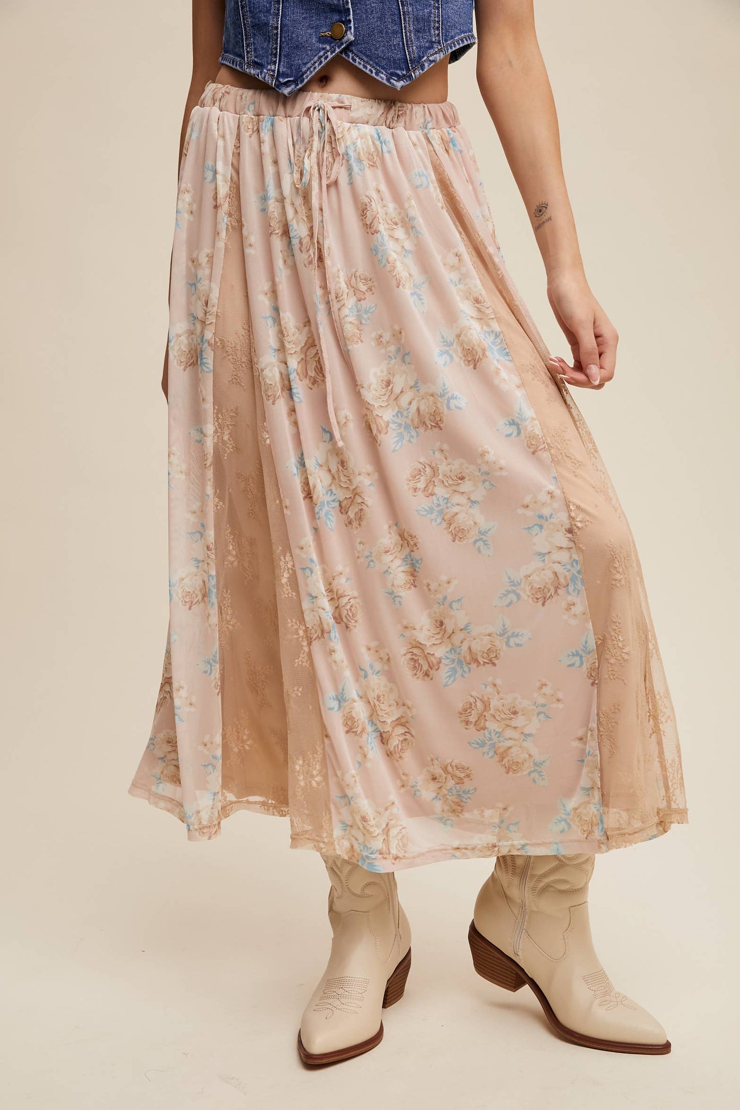 Floral Lace Midi Skirt