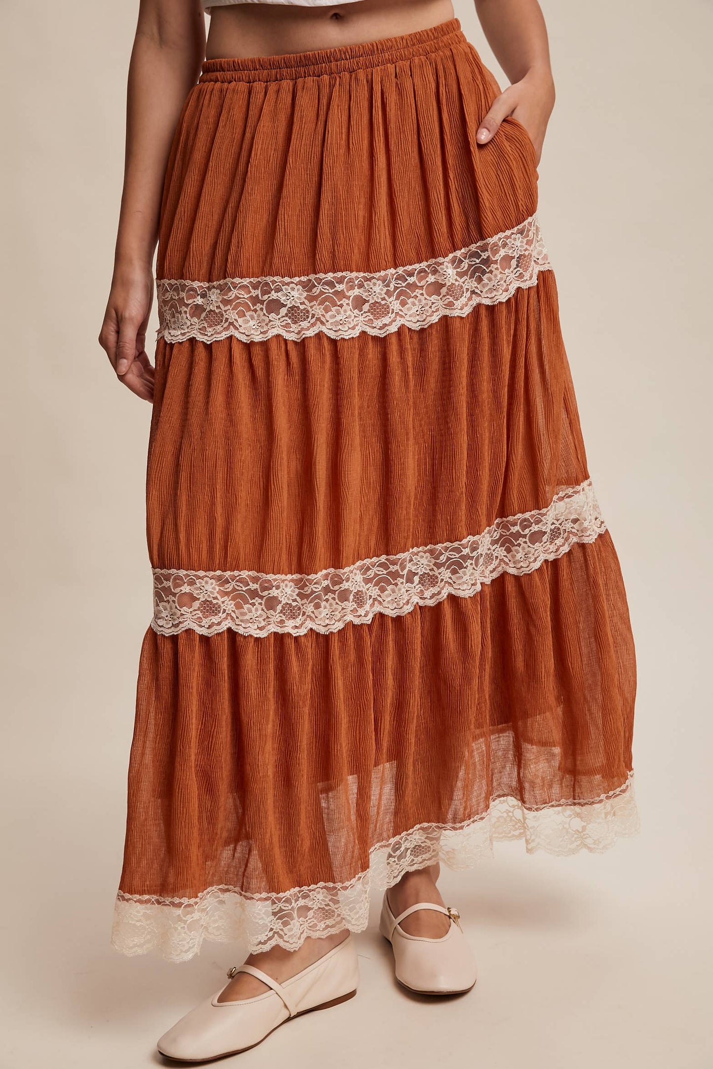 Tiered Lace Maxi Skirt