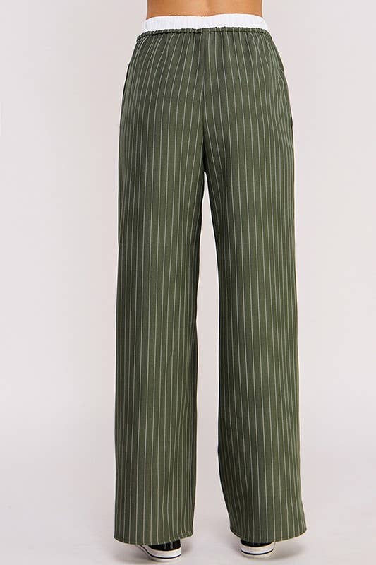 PINSTRIPE WIDE LEG PANTS
