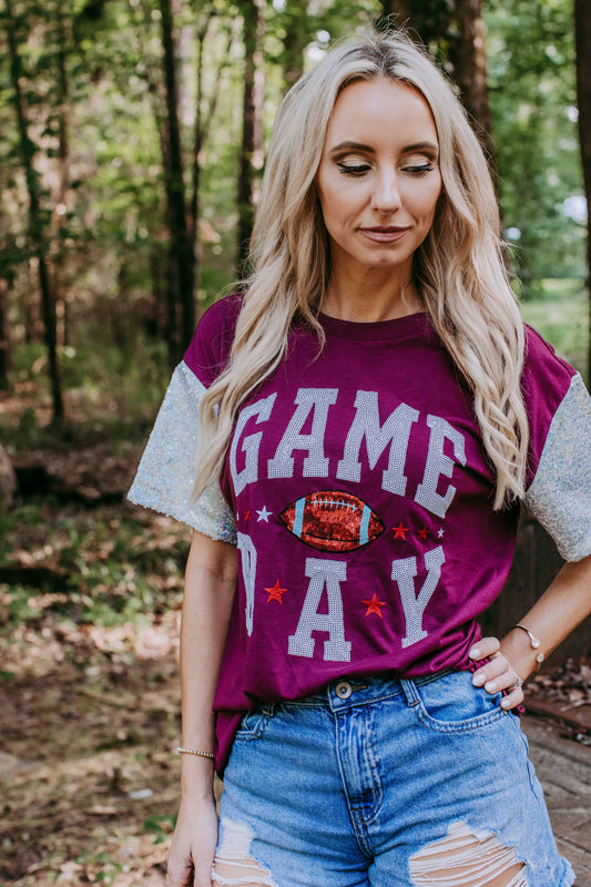 Sequins Embroidery Game Day Tee