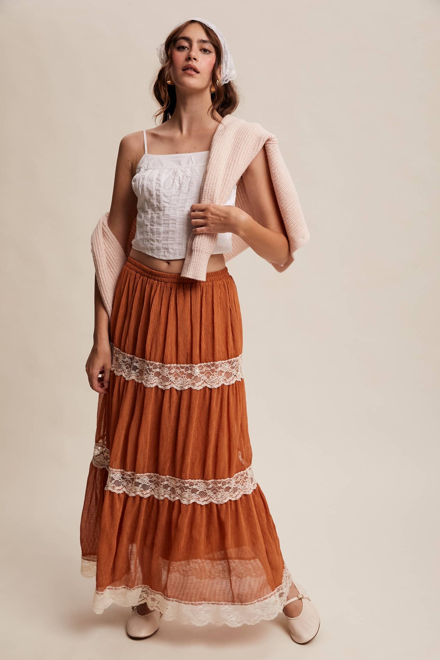 Tiered Lace Maxi Skirt