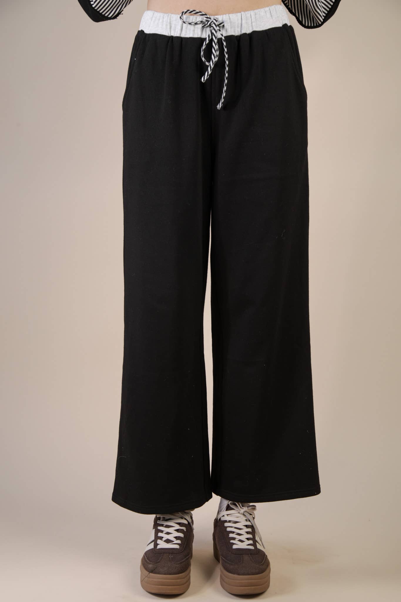 NT12348SET-Color Block Casual Knit Top & Pants Set