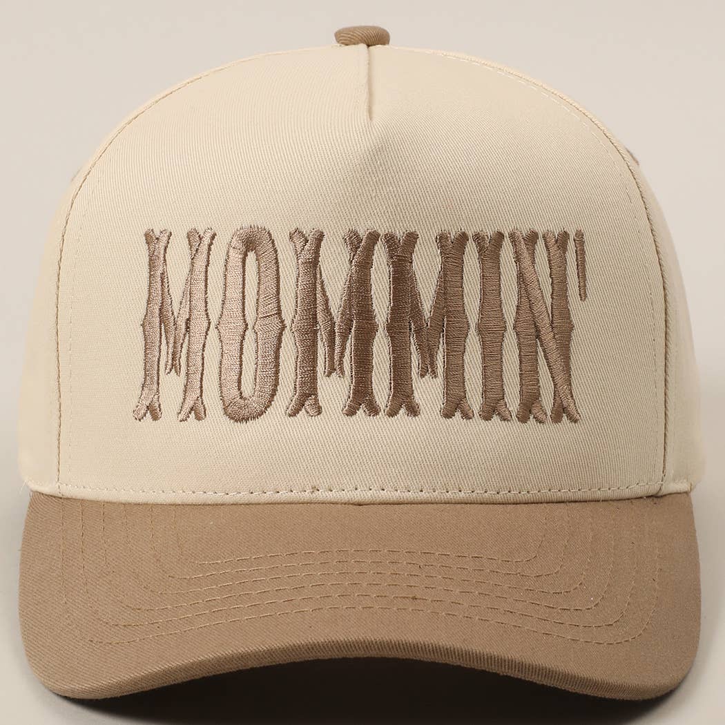 MOMMIN' Letter Embroidery Two-Tone Trucker Hat