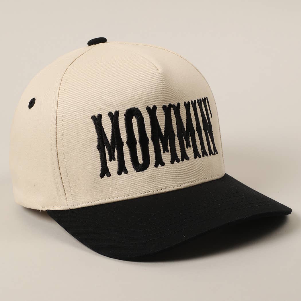 MOMMIN' Letter Embroidery Two-Tone Trucker Hat