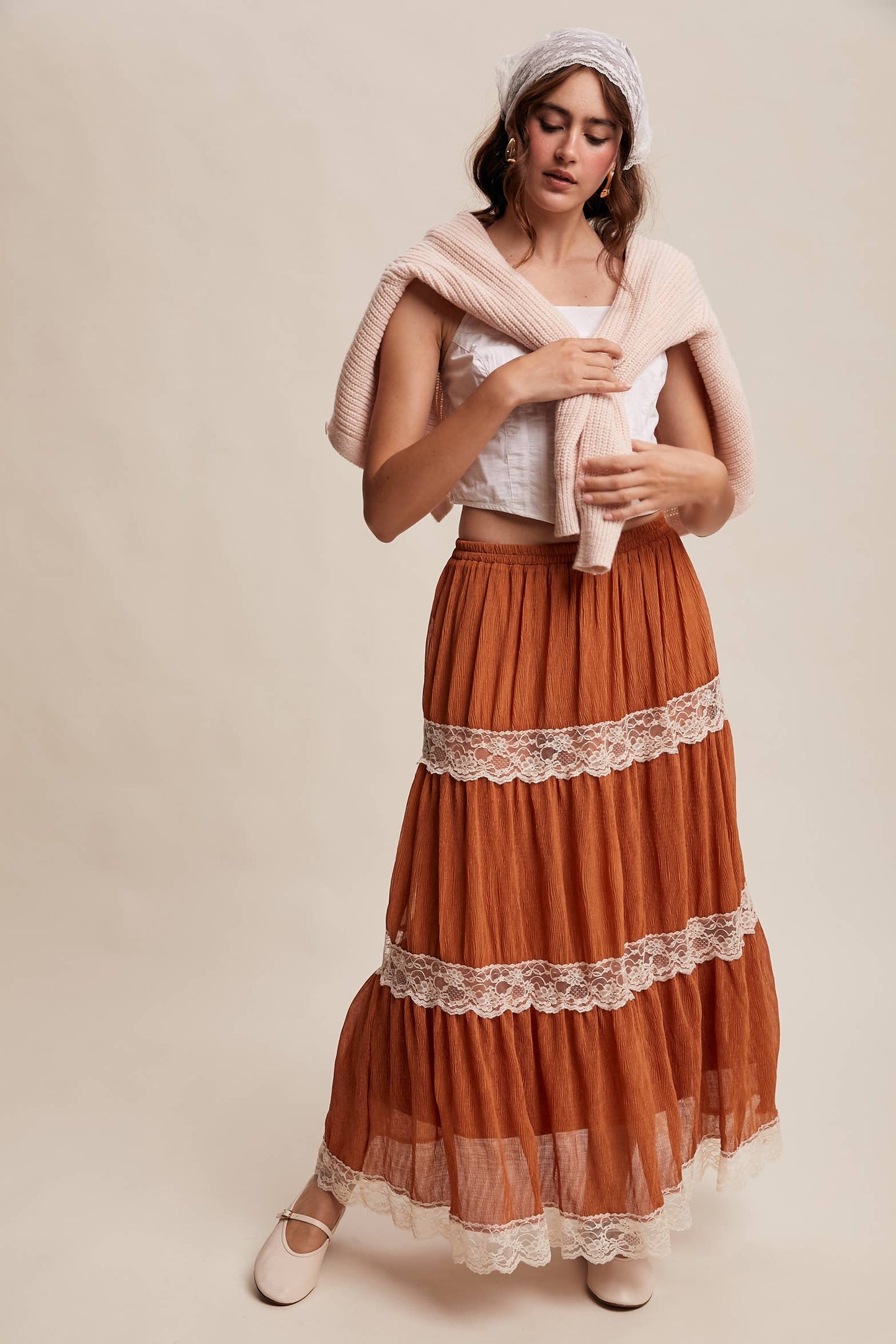 Tiered Lace Maxi Skirt