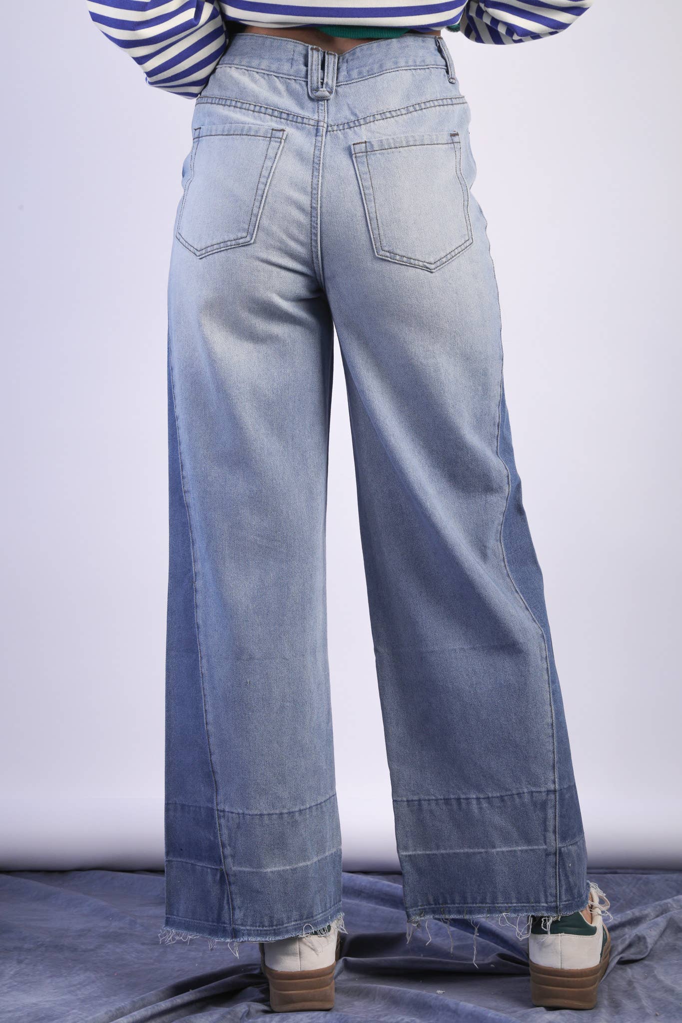 Wide Leg Color Block Jeans