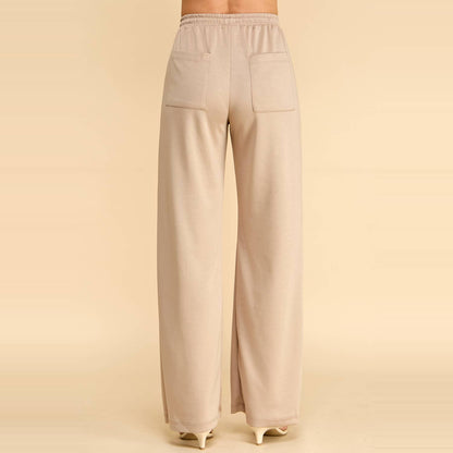 Wide Leg Drawstring Lounge Pants with Pockets