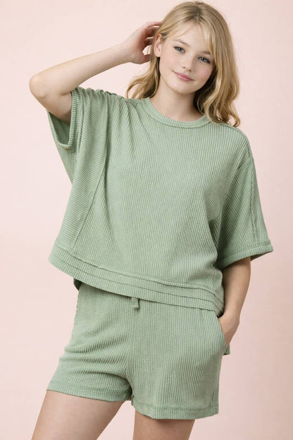 Ribbed Knit Shorts Set