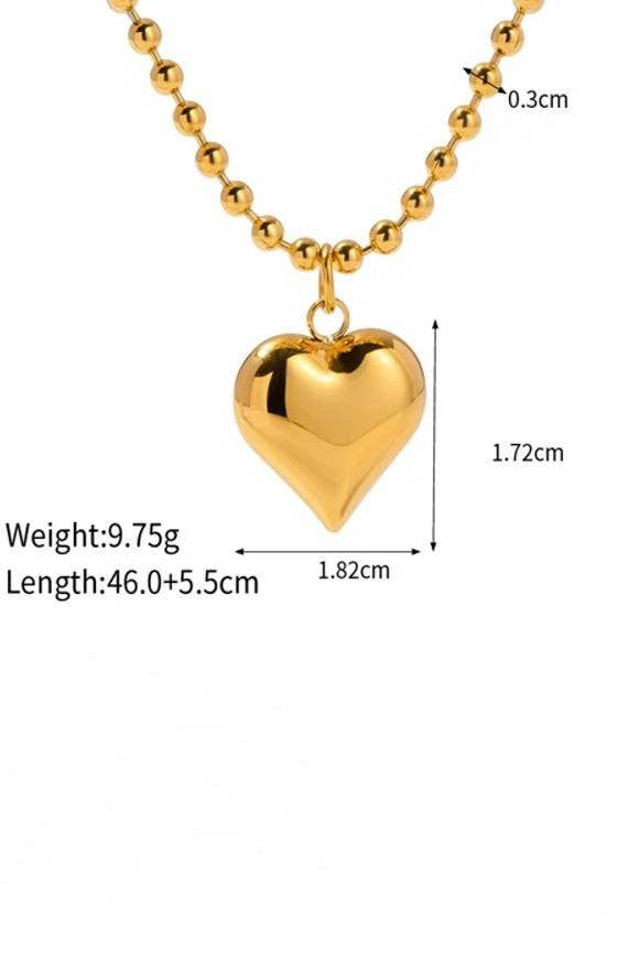 18K STAINLESS STEEL TARNISH FREE HEART NECKLACE | 40NK389