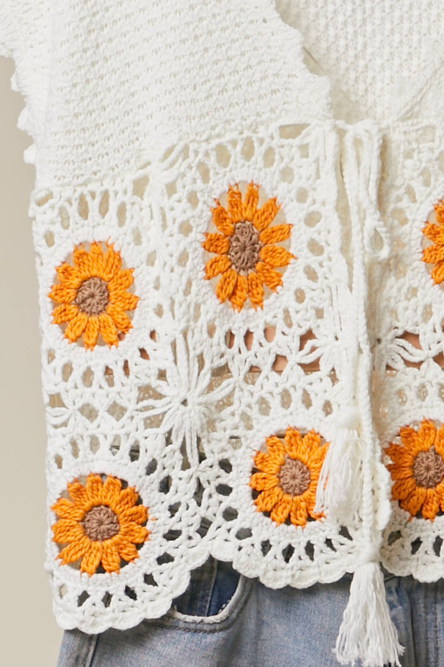 Boho Crochet Sunflower Top