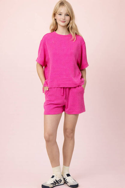 Ribbed Knit Shorts Set
