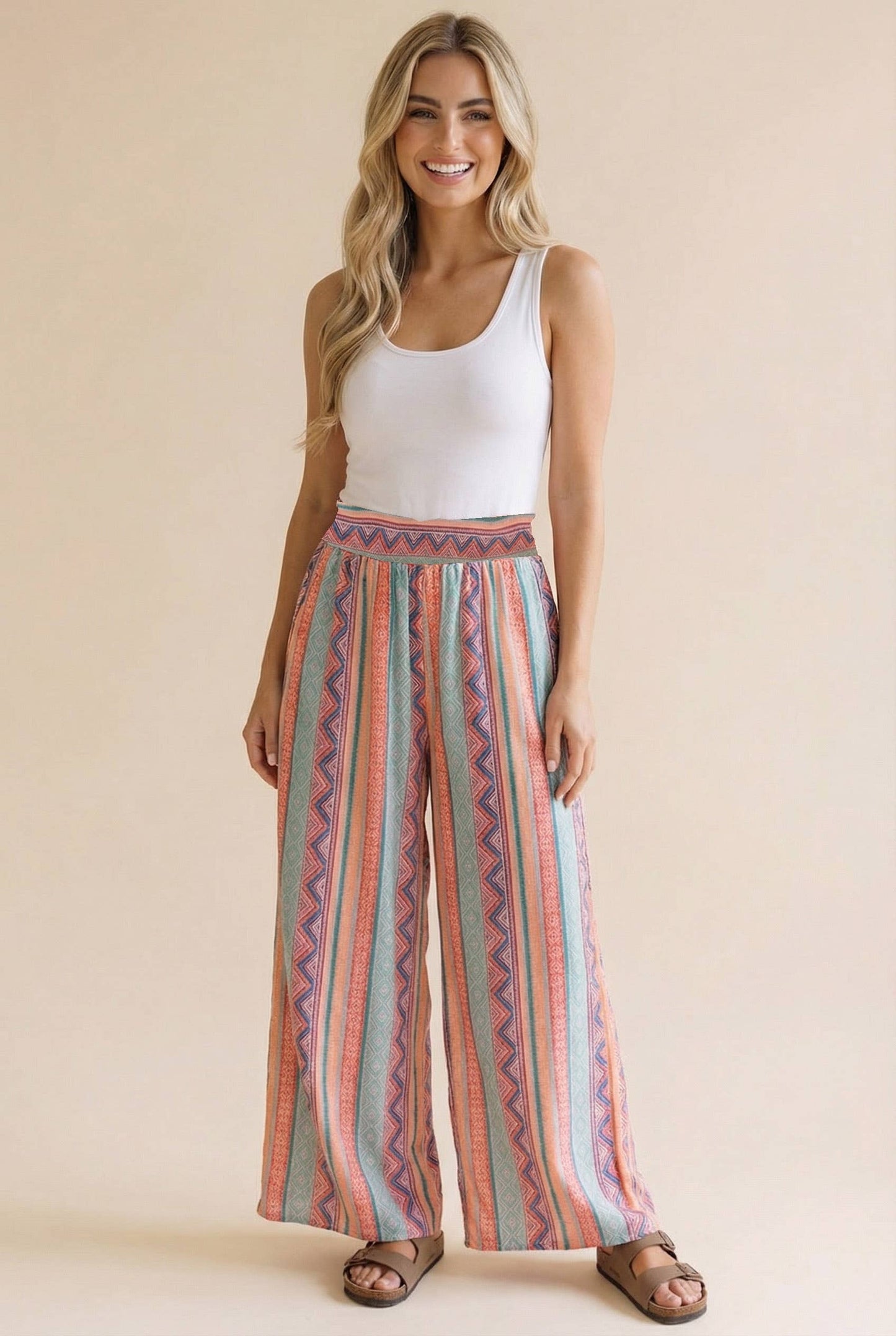 Plus Wide Leg Patchwork Pants