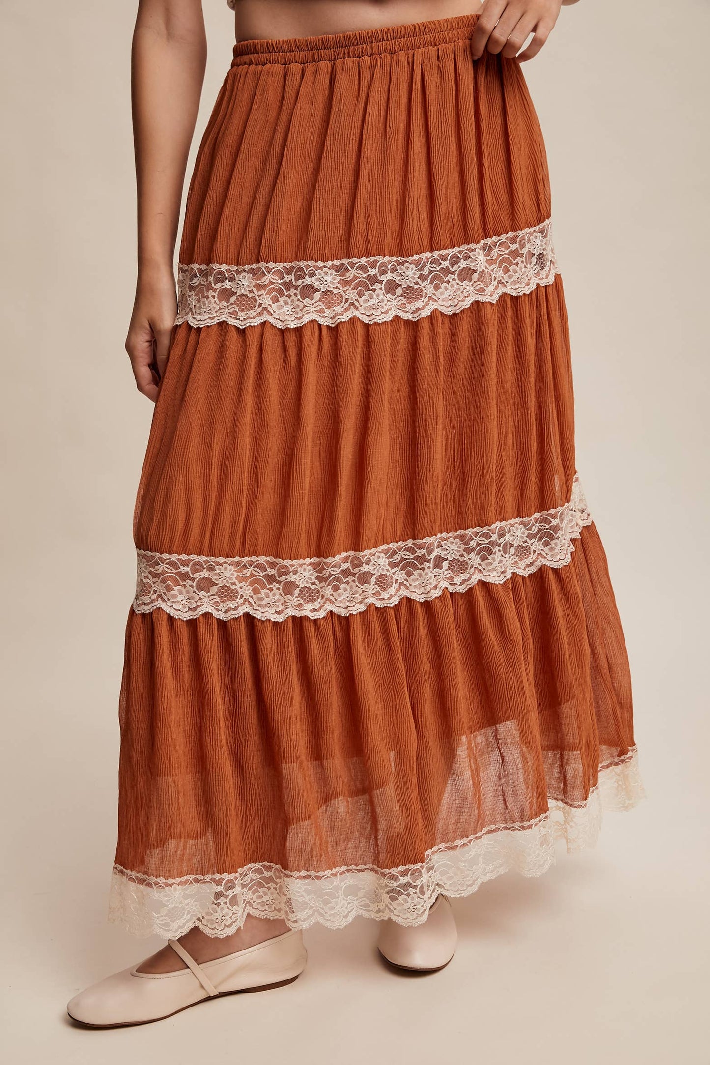 Tiered Lace Maxi Skirt