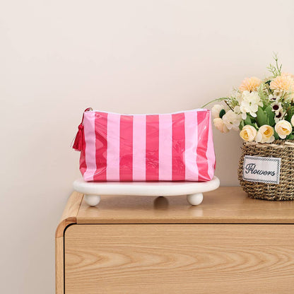 Waterproof Cosmetic Case PVC Make up Bag Fun Stripes