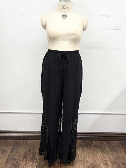 Plus Lace Panel Wide-Leg Pants