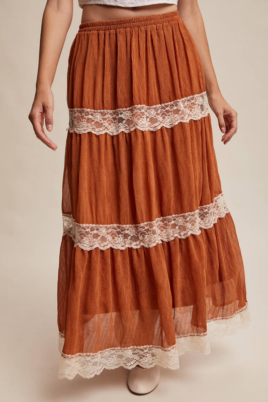Tiered Lace Maxi Skirt