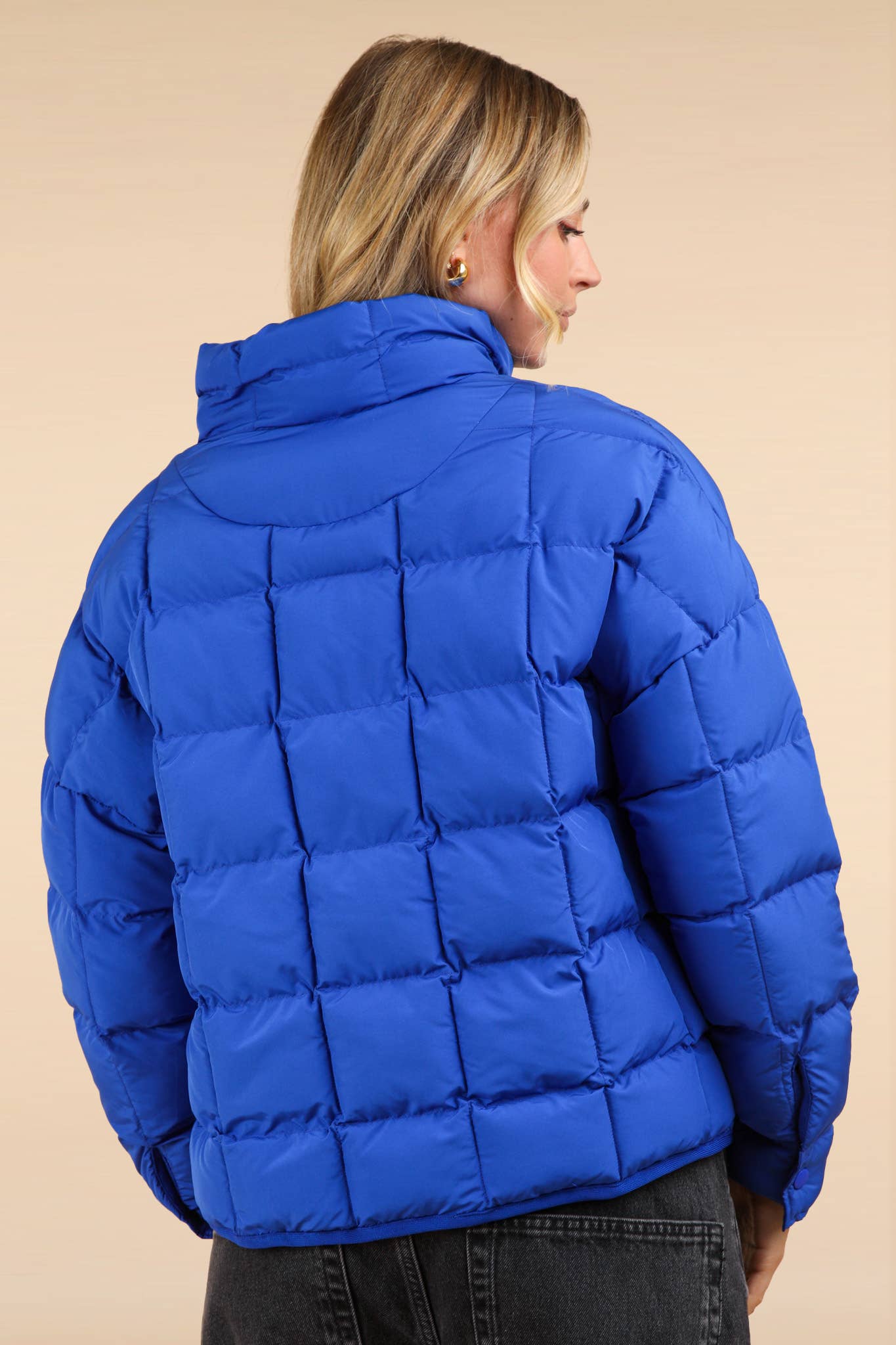 NJ90311-Solid Puffer Padded Warm Jacket