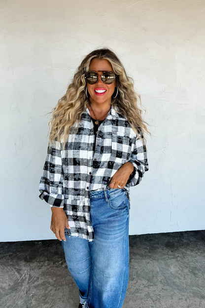JUNIPER BLEACHED PLAID TOP