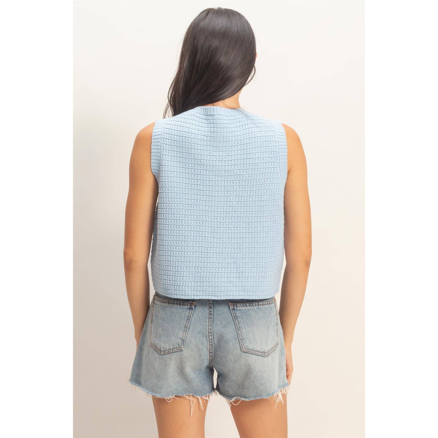 Textured Button Vest With Pocket