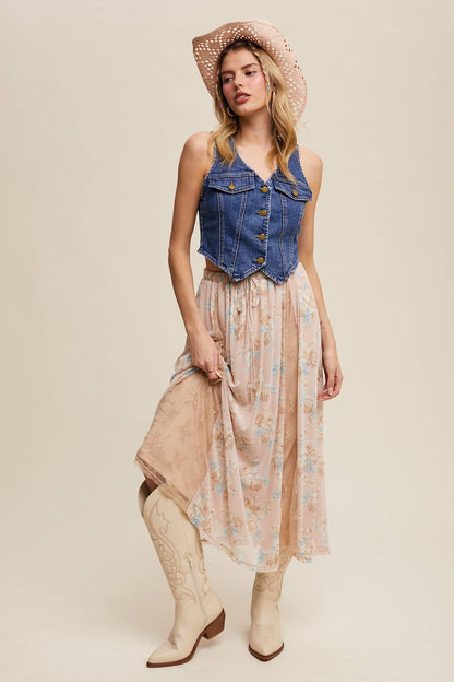 Floral Lace Midi Skirt