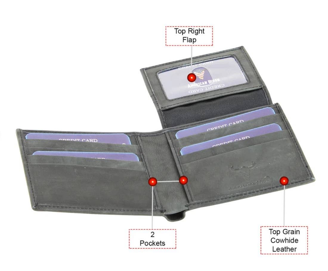 Bi-Fold Leather Wallet with Top Flap 15714