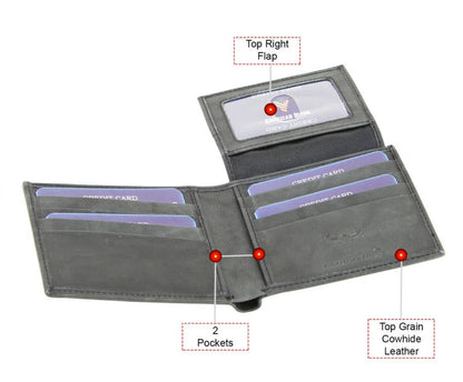 Bi-Fold Leather Wallet with Top Flap 15714