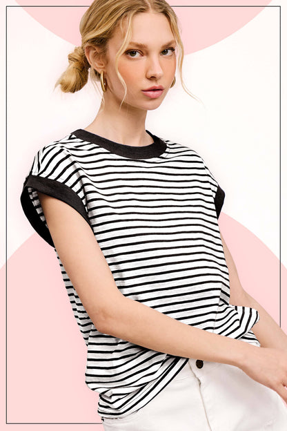 Nautical Cap Sleeve Striped Top