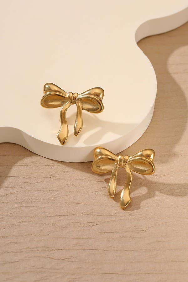 18K STAINLESS STEEL TARNISH FREE BOW STUD EARRINGS | 40E329