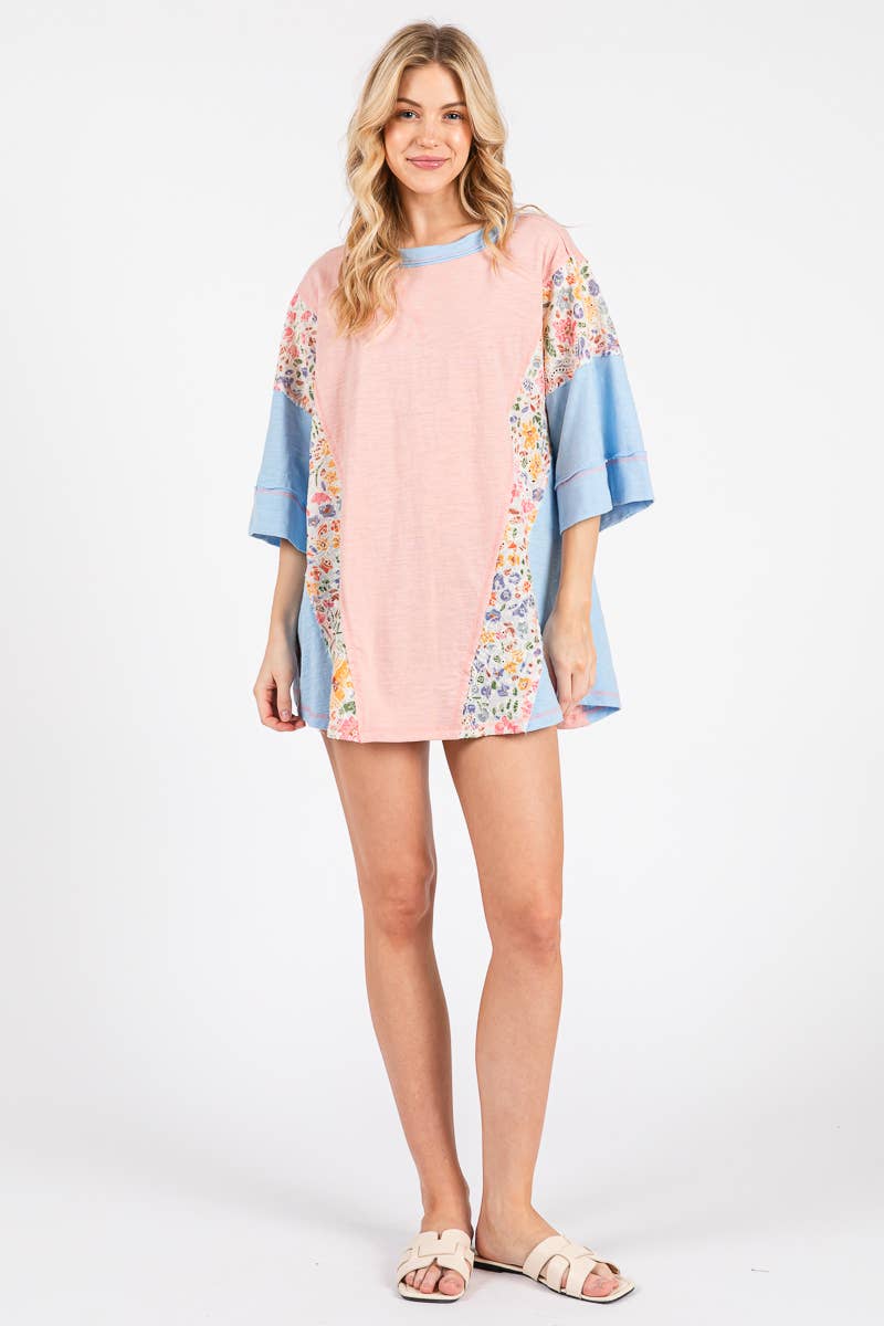 Oversized Floral Patchwork Tee