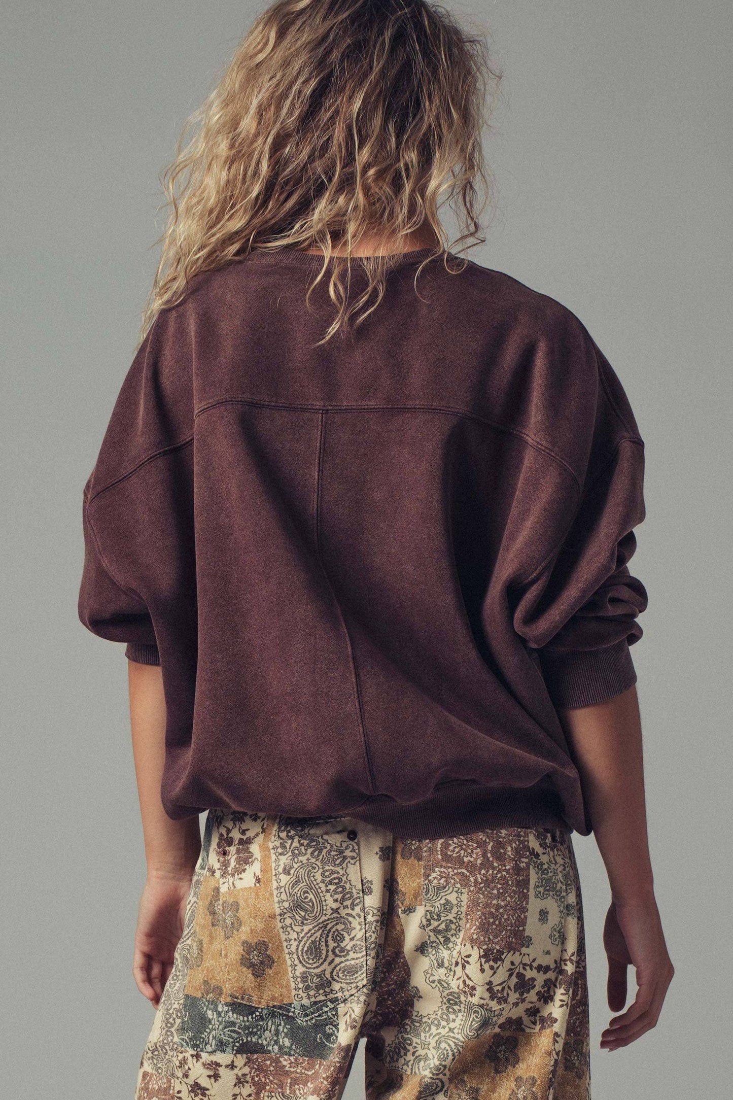 Crew Neck Comfort Washed  Spring Sweatshirt