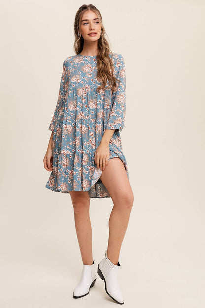 Floral Print Babydoll Midi Dress