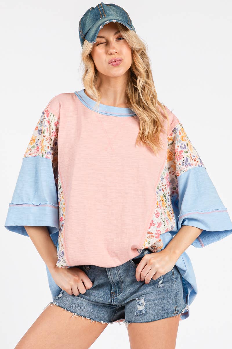 Oversized Floral Patchwork Tee