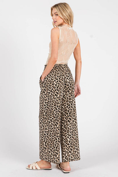 LEOPARD WIDE LEG PANTS