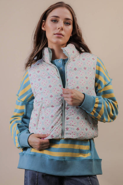 Floral Cropped Puffer Vest