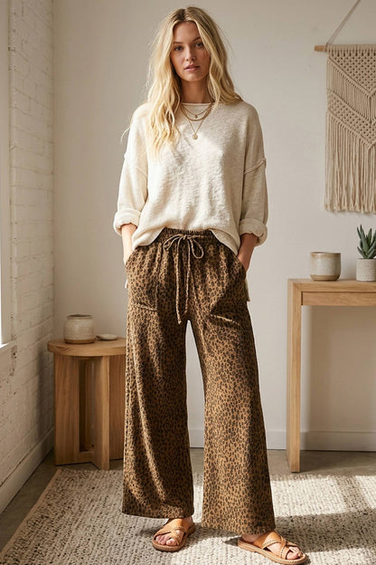 Leopard Drawstring Pants
