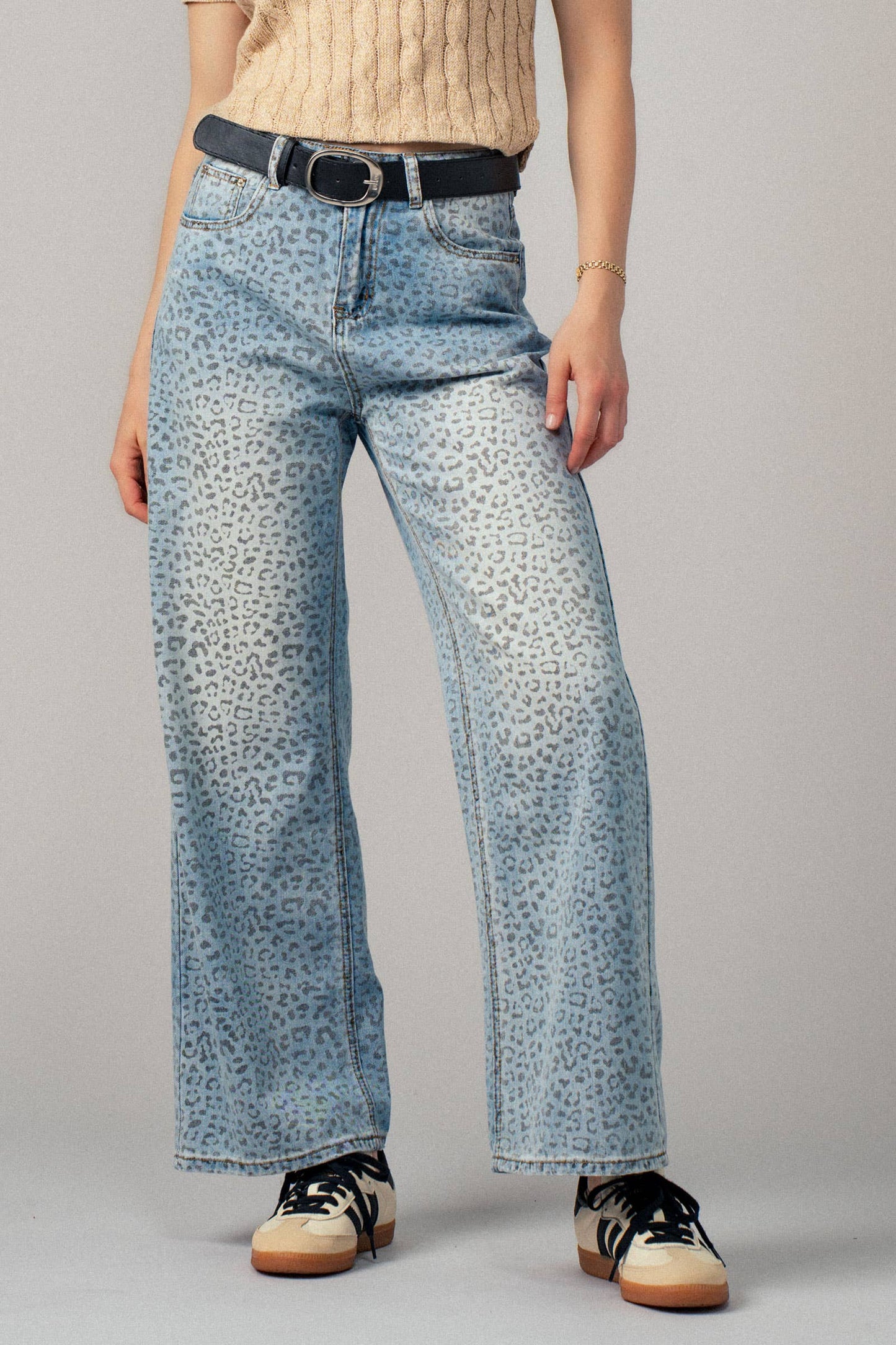 Leopard Wide-Leg Denim