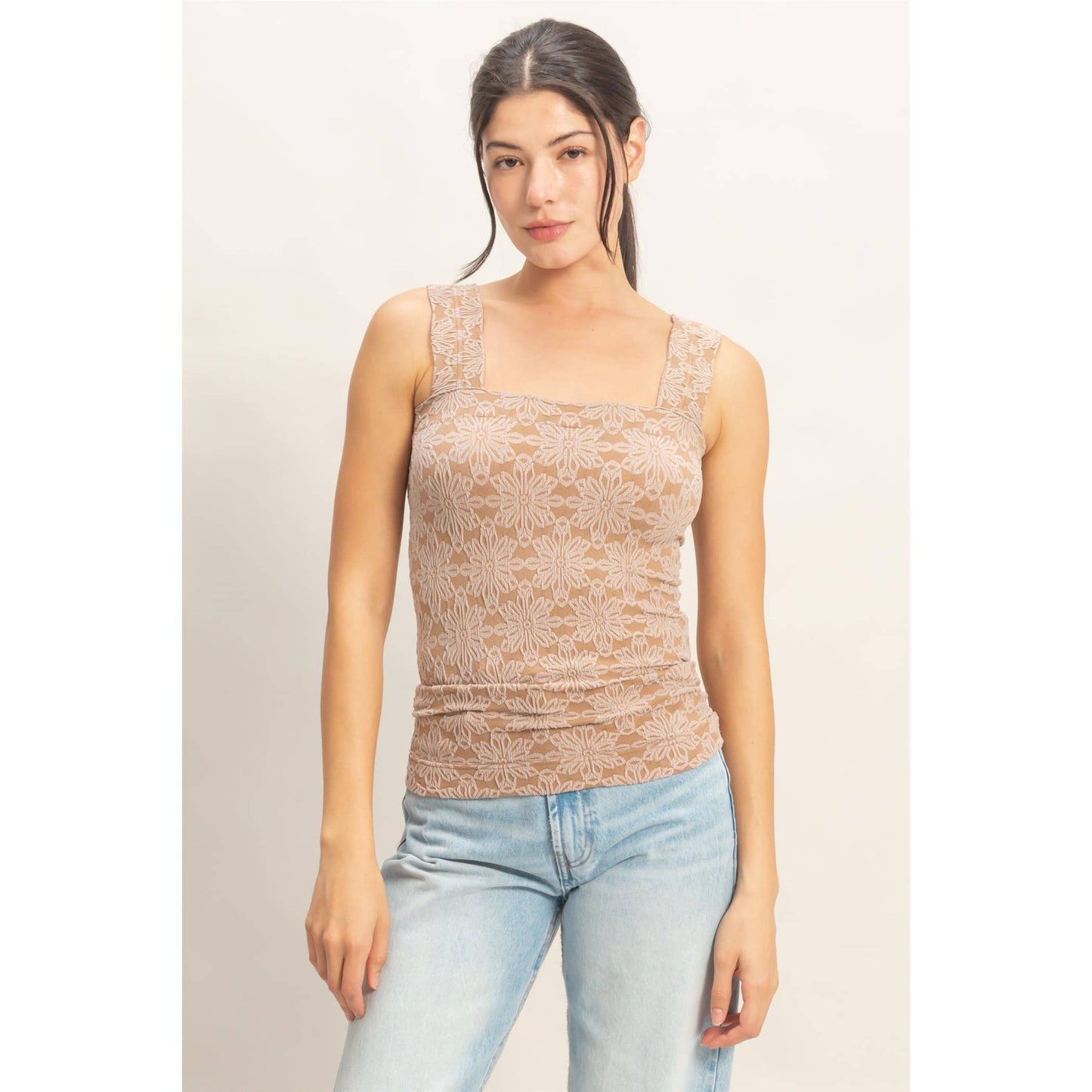 Floral Square Neck Top