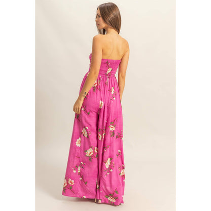 Floral Print Strapless Jumpsuit