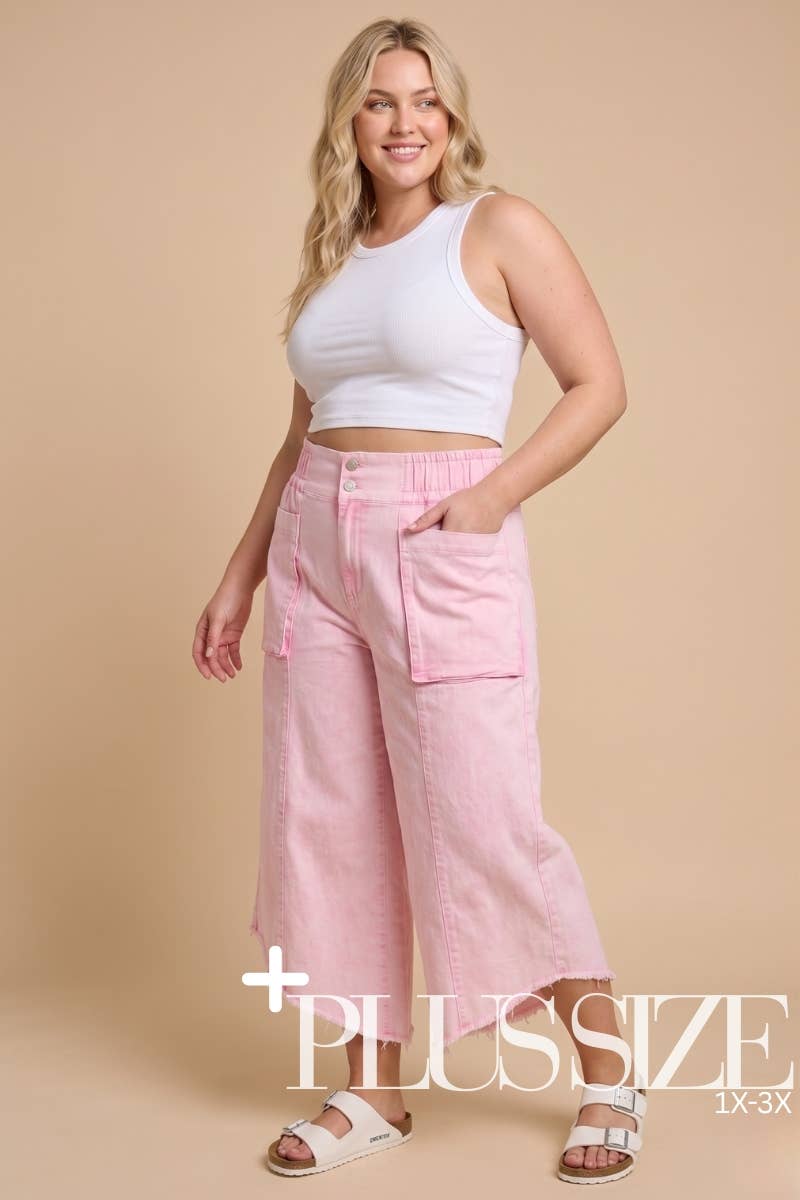 Mineral Washed Crop Wide Leg Pant - PLUS