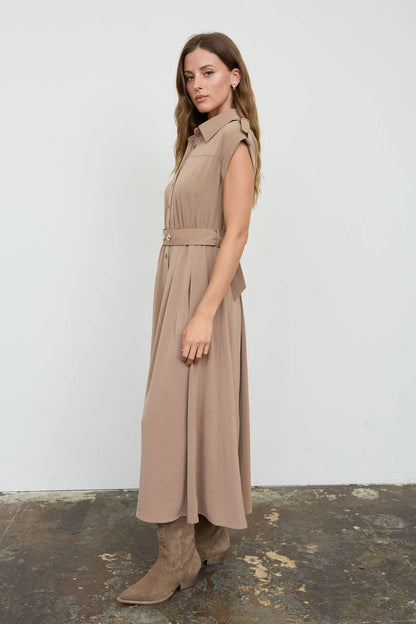 COLLAR BELTED SHIRT DRESS