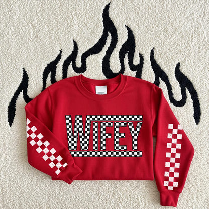 WIFEY checkered sweatshirt