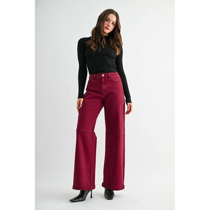HIGH-RISE WIDE CUFFED JEANS